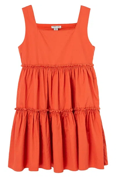 Habitual Kids' Dress Girls Orange 100% Cotton Tiered Ruffle Square Neck Ups199