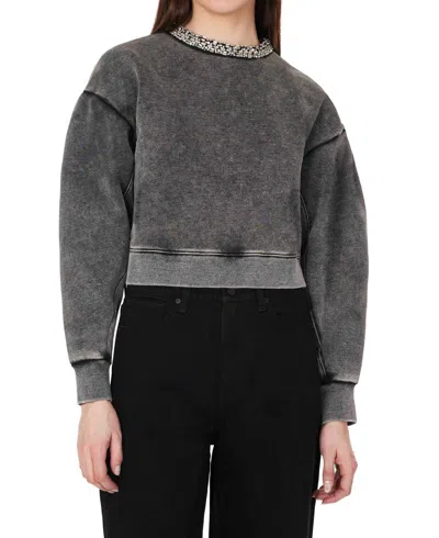 Habitual Embellished Crew Sweatshirt In Acid Grey In Gray