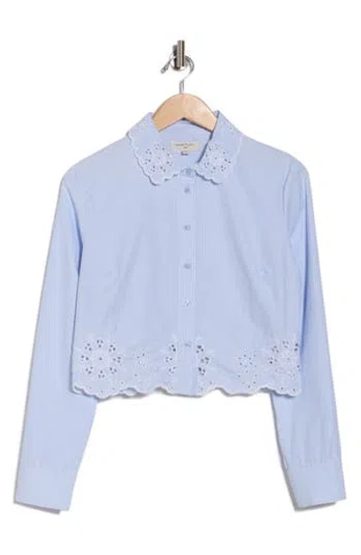 Habitual Embroidered Button-up Shirt In Blue