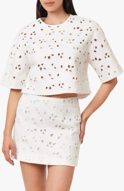 Habitual Embroidered Eyelet Crop Top In White