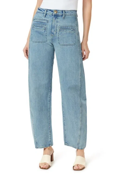 Habitual Evie High Front Patch Ankle Barrel Leg Jeans In Blue