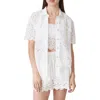 Habitual Eyelet Short Sleeve Button-up Shirt In White