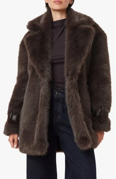 Habitual Faux Fur Coat In Brown