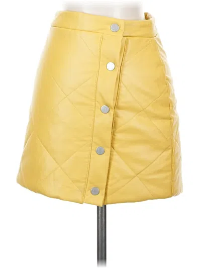 Pre-owned Habitual Faux Leather Skirt In Yellow