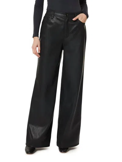 Habitual Faux Leather Wide Leg Pants In Black