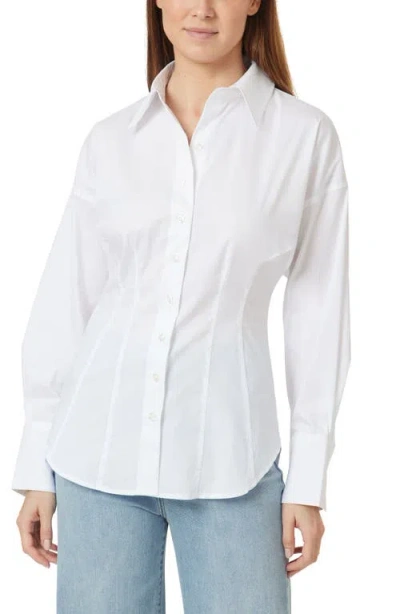 Habitual Fitted Cotton Blend Button-up Shirt In White