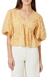 Habitual Floral Balloon Elbow Sleeve Cotton Top