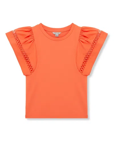 Habitual Kids' Flutter Sleeve Top In Orange