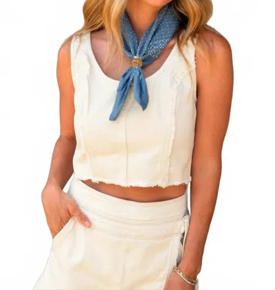 Habitual Frayed Crop Top In Ecru In Gold