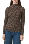 Habitual Funnel Neck Long Sleeve Top In Brown Combo In Brown Combo