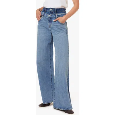 Habitual Gemma Double Waistband Wide Leg Jeans In Blue