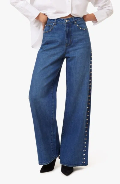 Habitual Gemma Studded Wide Leg Jeans In Blue