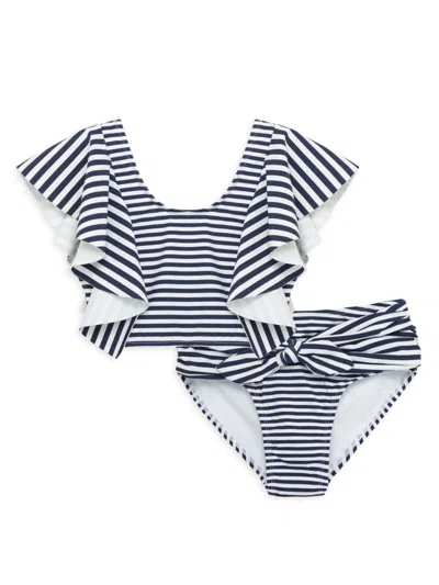 Habitual Kids' Girl's 2-piece Malibu Striped Bikini Set In Blue