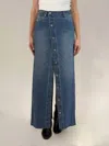 Habitual Girl Button Down Maxi Denim Skirt In Dark Wash In Blue