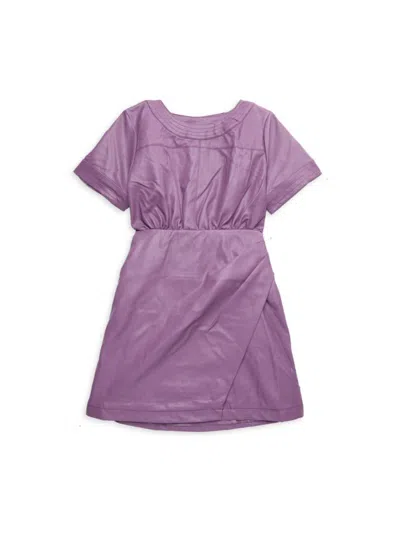Habitual Kids' Girl's Faux Leather A Line Dress In Purple