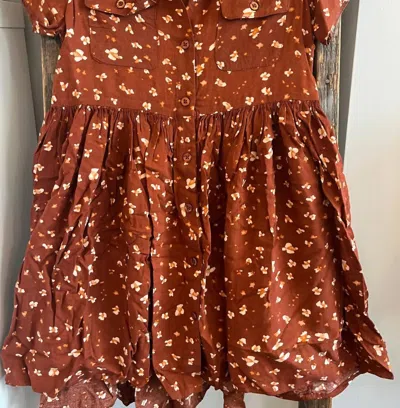 Habitual Kids' Girl's Floral Short Sleeve Dress In Brown