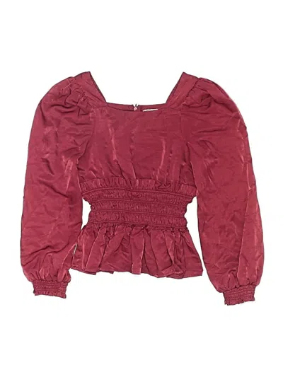 Pre-owned Habitual Girl Kids' Long Sleeve Blouse In Burgundy