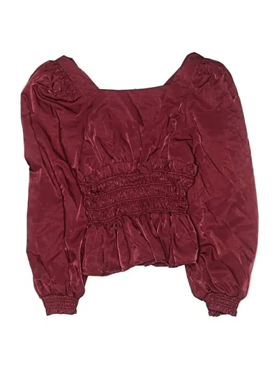 Pre-owned Habitual Girl Kids' Long Sleeve Blouse In Burgundy
