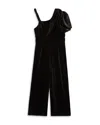 Habitual Girls' Asymmetric Velour Knit Jumpsuit - Big Kid In Black