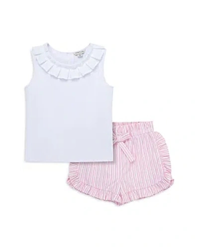 Habitual Girls' Pleated Top & Shorts Set - Little Kid In White