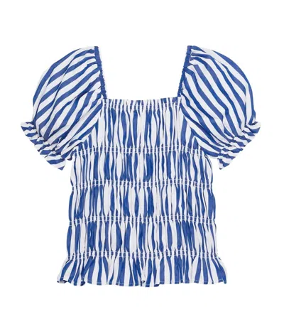 Habitual Kids' Girls Striped Peasant Blouse In Blue/white