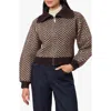 Habitual Herringbone Zip Front Cardigan In Multi