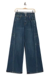 Habitual High Waist Extra Wide Leg Cargo Jeans In Tide
