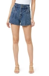Habitual High Waist Pleat Front Denim Shorts In Lagoon