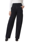 Habitual High Waist Side Panel Ankle Barrel Leg Jeans In Washed Black