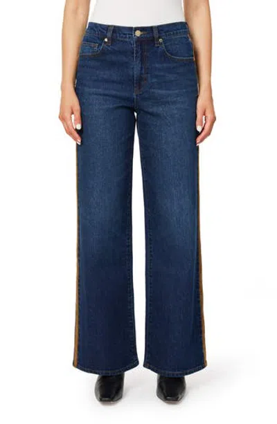 Habitual Hollis Suede Trim Wide Leg Jeans In Blue