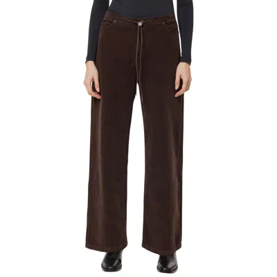 Habitual Jade Wide Leg Drawstring Cord Jeans In Chocolate In Brown