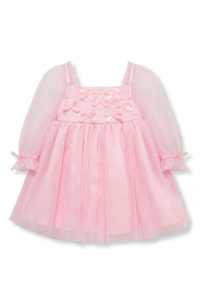 Habitual Kids Bow Trim Tulle Babydoll Dress In Pink