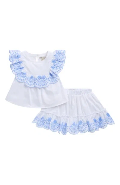 Habitual Babies'  Kids Eyelet Embroidery Top & Skirt Set In Blue