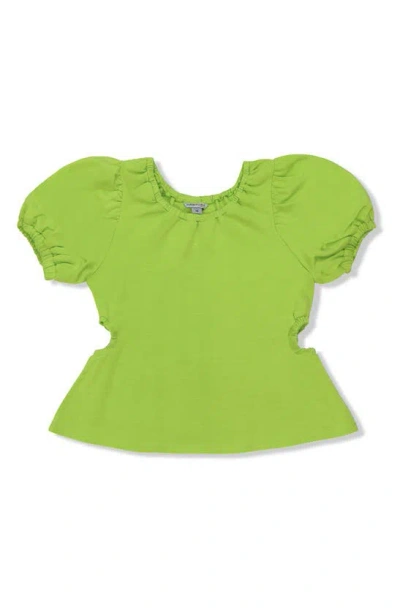 Habitual Kids' Gathered Puff Sleeve Top In Lime
