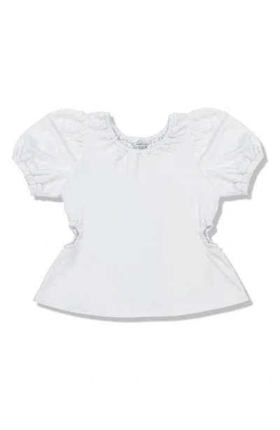 Habitual Kids' Gathered Puff Sleeve Top In White