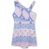 Habitual Kids Kids' Asymmetric Cotton Romper In Blue/pink Print
