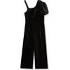 Habitual Girls' Asymmetric Velour Knit Jumpsuit - Big Kid In Black