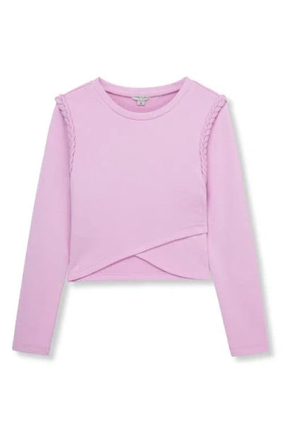 Habitual Kids Kids' Braided Trim Knit Crossover Top In Pink