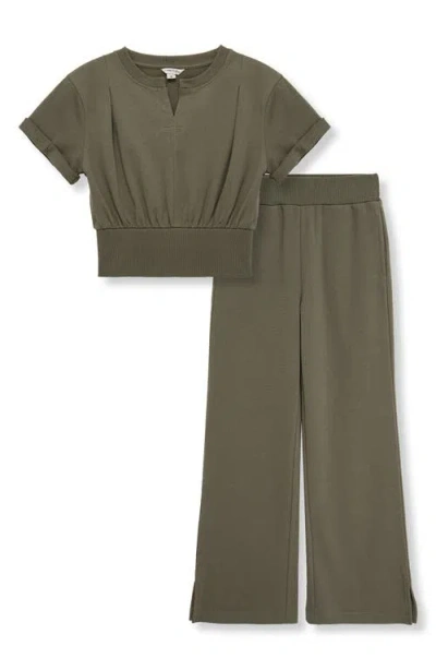 Habitual Kids Kids' French Terry Top & Pants Set In Green