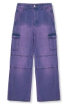 Habitual Kids Kids' Overdyed Cargo Jeans In Purple