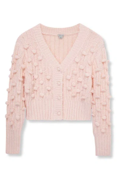 Habitual Kids' Big Girls Pompom Cardigan Sweater In Light Pink