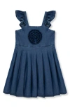 Habitual Kids Kids' Rosette Stretch Denim Dress In Blue
