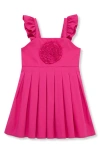 Habitual Kids Kids' Rosette Stretch Denim Dress In Dark Pink