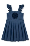 Habitual Kids Kids' Rosette Stretch Denim Dress In Indigo