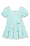 Habitual Kids Kids' Square Neck Tiered Velour Dress In Aqua