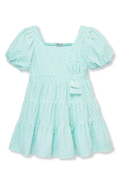 Habitual Kids Kids' Square Neck Tiered Velour Dress In Green