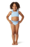 Habitual Kids Kids' Stripe Pleated Trim Two-piece Swimsuit