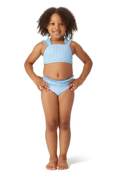 Habitual Kids Kids' Stripe Pleated Trim Two-piece Swimsuit In Blue