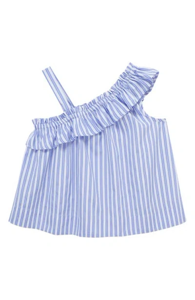 Habitual Kids Kids' Stripe Ruffle Shoulder Top In Blue