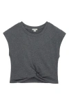 Habitual Kids Kids' Twist Front Cotton T-shirt In Charcoal Grey Heather